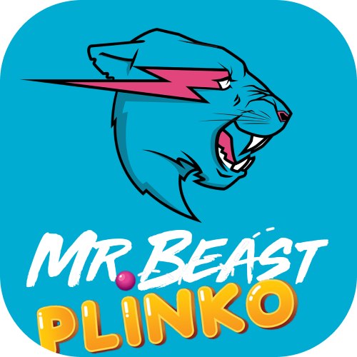 Logo of MrBeast Plinko featuring a stylized blue panther head with a pink lightning bolt and the text 'Mr Beast Plinko' in bold, colorful font.